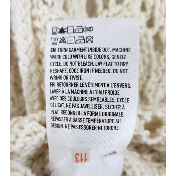 Amreican Eagle Sweater Womens Small Cream Textured Boho Tassel Tie Open Knit Top - Picture 11 of 11